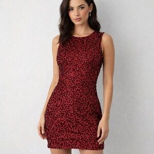 Alice + Olivia Rich Red Textured Mini Dress